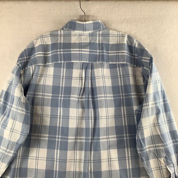Gap The Big Shirt Mens Small Plaid Shirt Blue White Long Sleeve Button Up Casual - Picture 5 of 13